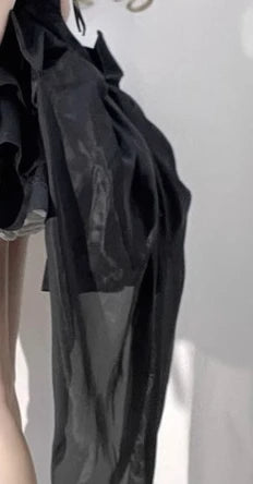 Original Gothic Black Lolita Short Dress Female Slim Fit Bubble Sleeves Neck Halloween Party Dress Women's Summer Dress 2025