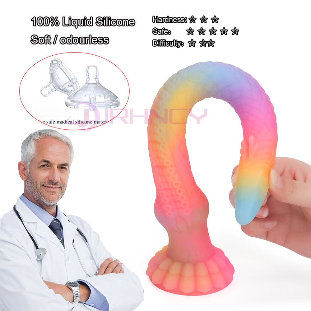 ASHBURN Super Huge Luminous Long Butt Plug Silicone Dildo Octopus Tentacles Anal Plug Dildo, Prostate Massage, BDSM Dilatador, 33"