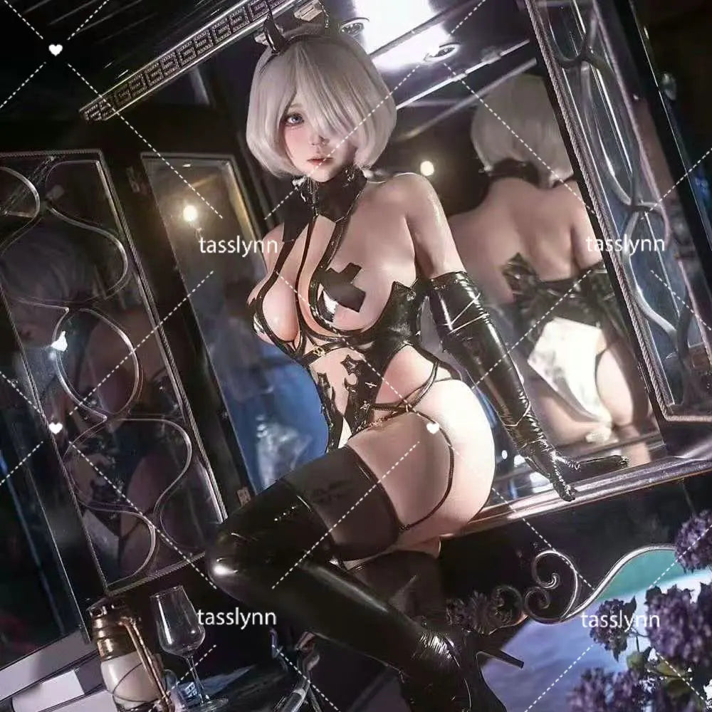 Nier Automata Cosplay Costume Yorha 2B Bunny Suit  Yorha 2B Waiter Cosplay Costumes Maid Costumes Anime Cosplay Dishwashe