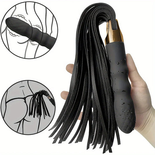 Women'S G-Spot Vibrator Premium Soft Leather Women'S BDSM Adult Sex Toys  2IN1 Ergonomic Design Rechargeable Sex Whip Vibration