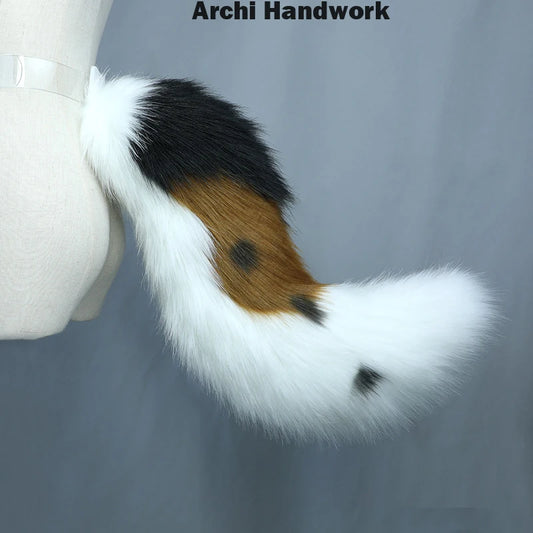 Archi Handwork Animal Border Collie Furry Headband Tail Plush Dog Ears Headwear Fursuit Animaris Cosplay Performance Props