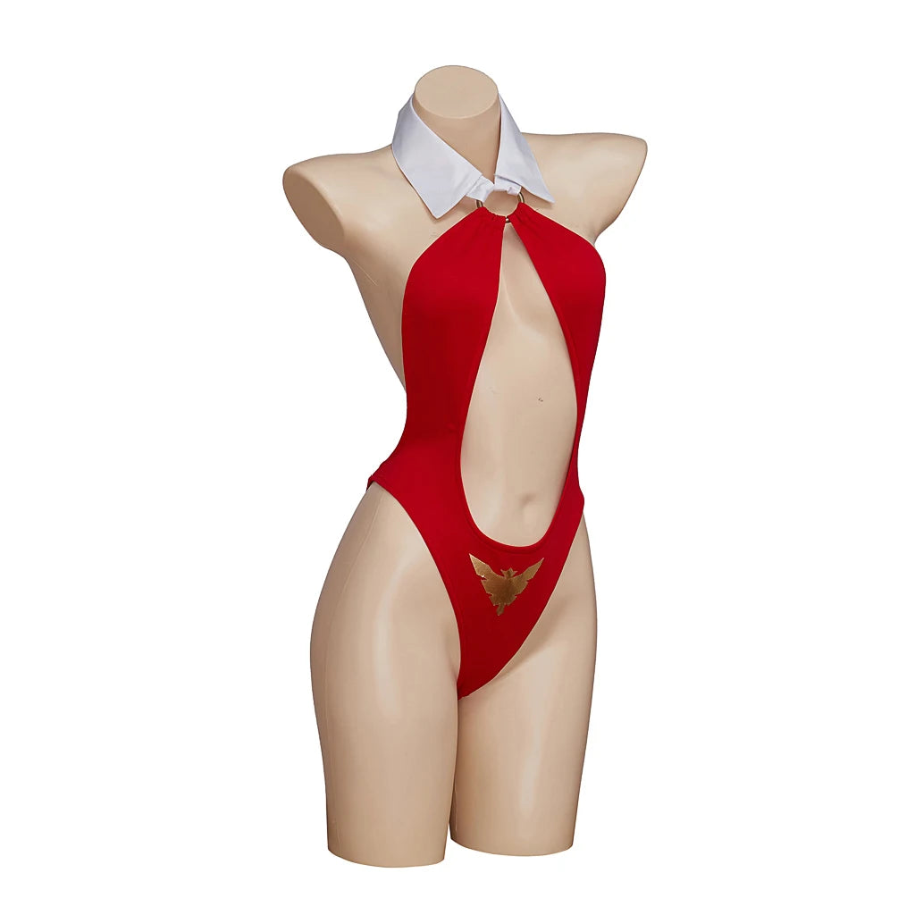 Vampirella Costume Cosplay Women Sexy Red Cutout Bodysuit Vampire Halter Jumpsuit Party Costume Halloween Sexy Vampire Clothing