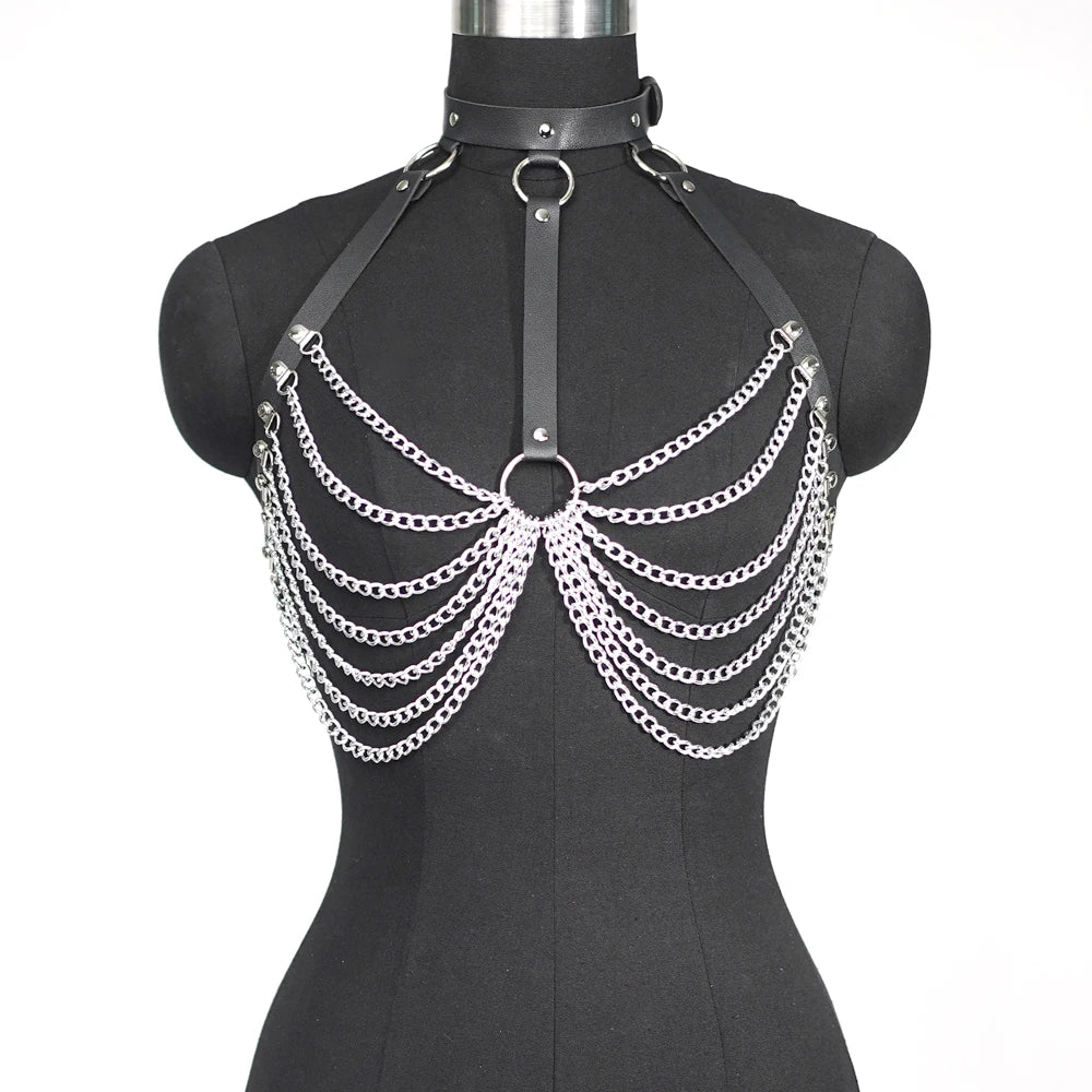 Fashion Belt Female Chest Chain Body Harness Breast Punk Belts Suspenders for Women Shaping Waistband Goth Clothing Accessories
