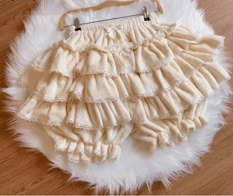 Kukeita Harajuku Kawaii Lolita Pleated Shorts Skirts Women Fairy Y2k Aesthetic Pink Cute Plush Bloomers Faldas Mujer Moda