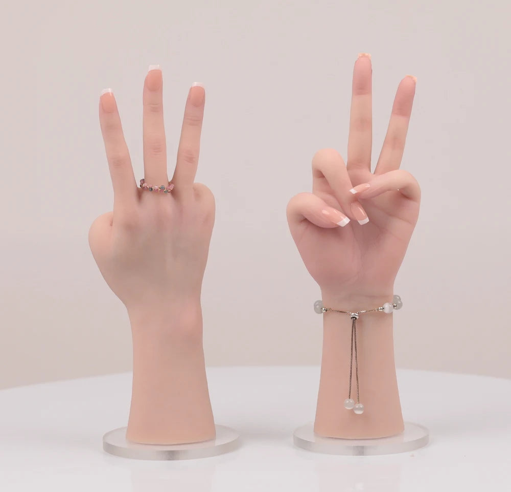 Herpinker High Quality Realistic Silicone Mannequin Hand Lifelike Soft Model Hand Display Jewelry Manicure Teaching Hand
