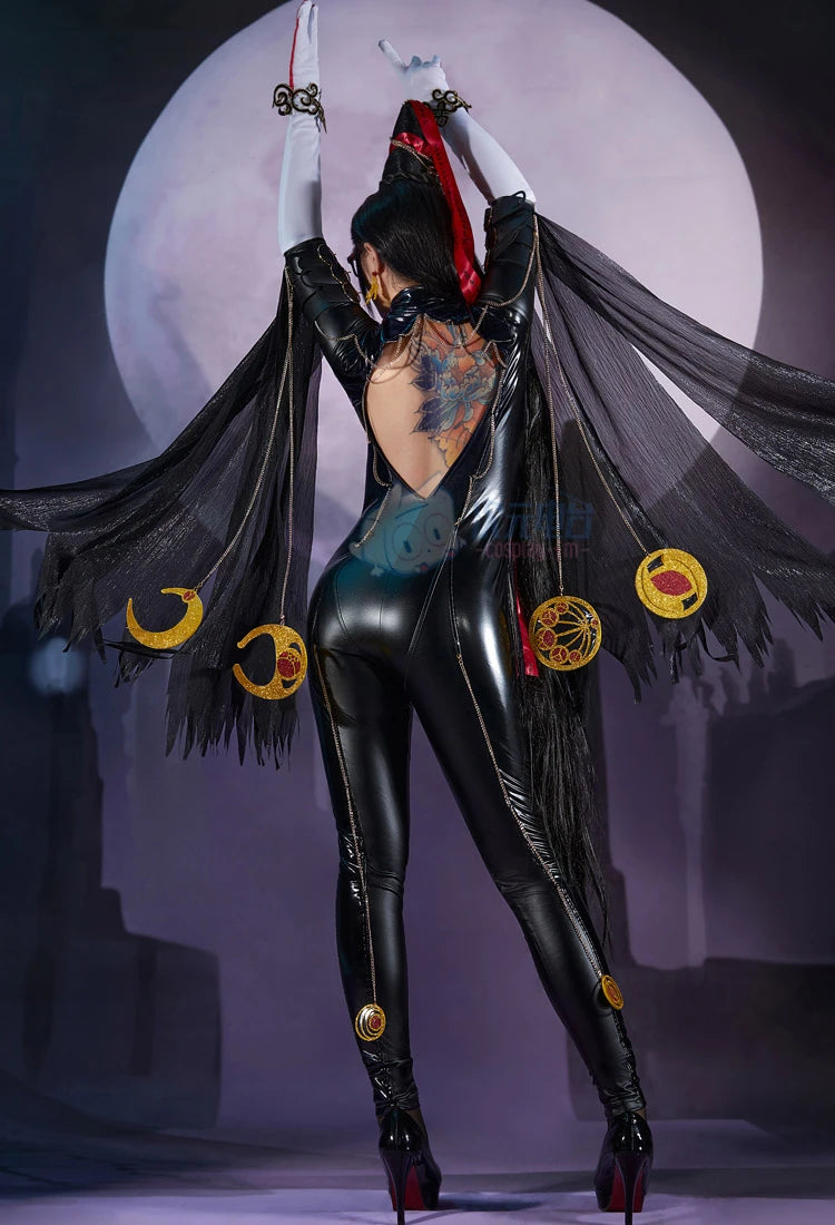 Game Bayonetta Cosplay Costume Halloween Outfits Women Bodysuit Wig