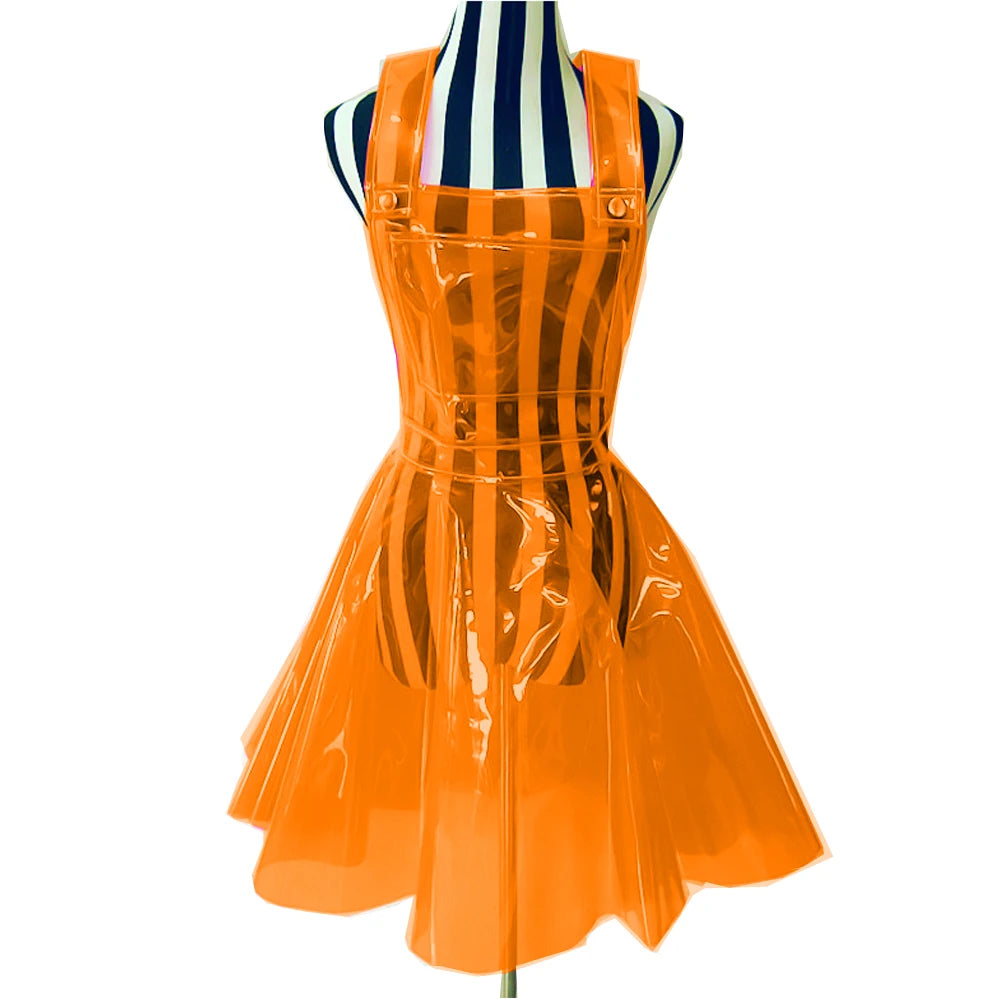 Women Plastic PVC Dress See Through A Line Transparent PVC Clear Dress Waterproof Dress Sexy Costume Gothic Sheer dress S-7XL