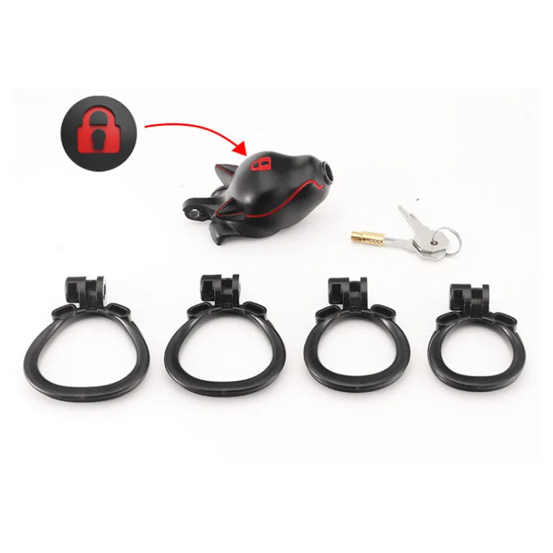 Puppy IDO Male Chastity Cage Adult Bondage Sex Toys Cb Lock with 4 Size Penis Rings Discree Preventing Cheating Chastity Device