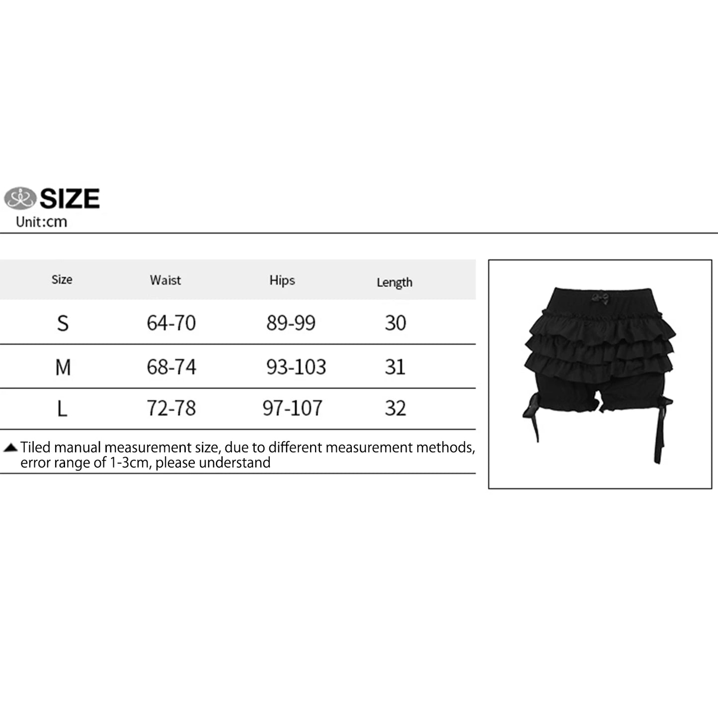 Women's Summer Gothic Black Bloomer Shorts Elastic Waist Ruffles Layered Shorts Harajuku High Waist Bottoms Aesthetic Clothes