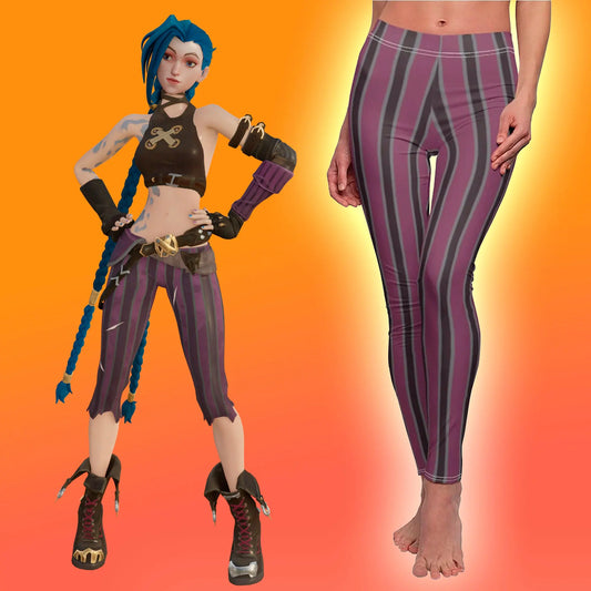 (In stock) Game LOL Jinx Cosplay Costume LOL Arcane Jinx Pants Leggings Sports Pants for Women Halloween Carnival Yoga Pants