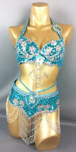 Beaded Sequins Wired bra+bottom