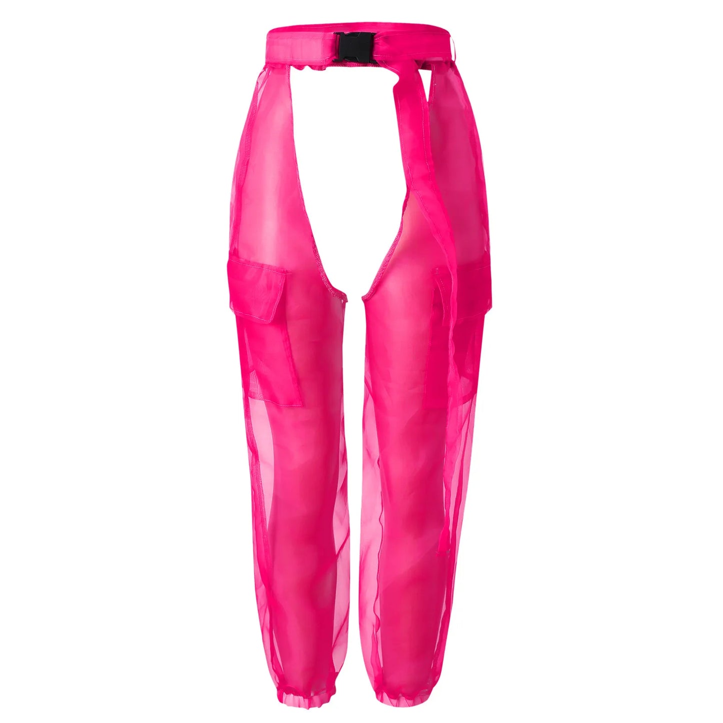 Sexy Hollow Out Pants Korean Fashion Buckles Crothchless Chaps Elastic High Wasit Trousers Women Harajuku Gothic Jogger Pants