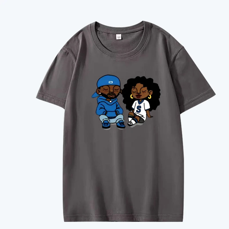 Rapper Kendrick Lamar and SZA II T Shirt men women Oversized 100% Cotton Hot sale short sleeve Summer top Unisex plus size tops
