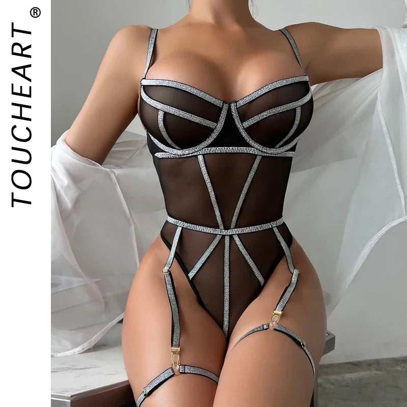 Toucheart Women's Underwear Sets Sexy Bodysuits Micro Threads Sexy Woman Lingerie Femme Sexys Bra Panties Set Lingerieset Dames