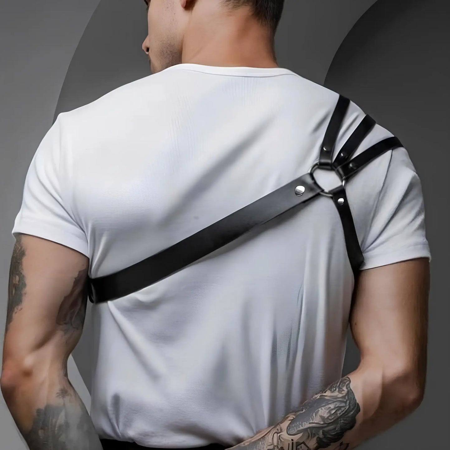One Shoulder Men's Harness PU Leather Gay Men Chest Harness Bondage Black Leather Men Accessories Upper Erotic Body Men Harness