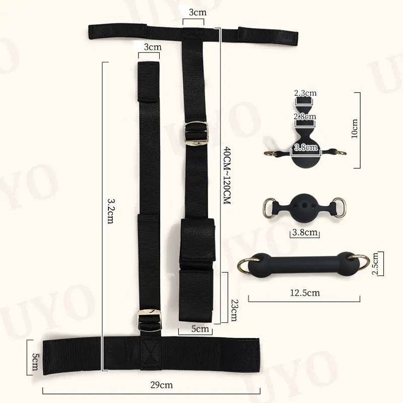 BDSM Horses Bondage Couple Sex Slave Games Hand and Foot Restraint Mouth Plug Adjustable Size Fixed Strap