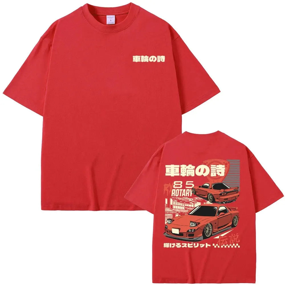 2024 Anime Initial D Drift AE86 Print Tshirt RX-7 R34 Skyline GTR JDM Men's Vintage Harajuku Oversized T Shirts