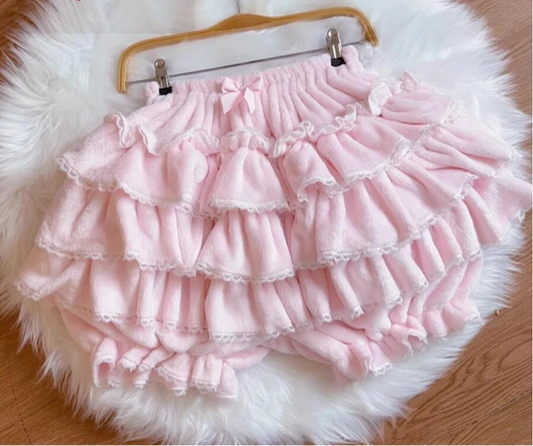 Kukeita Harajuku Kawaii Lolita Pleated Shorts Skirts Women Fairy Y2k Aesthetic Pink Cute Plush Bloomers Faldas Mujer Moda