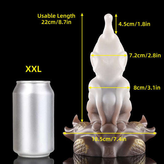 MINI-XXL Fantasy Capricorn Dildo - Silicone Ejaculation Penis with Sucker Big Size Mixed Color Spray Liquid Function Sex Toy