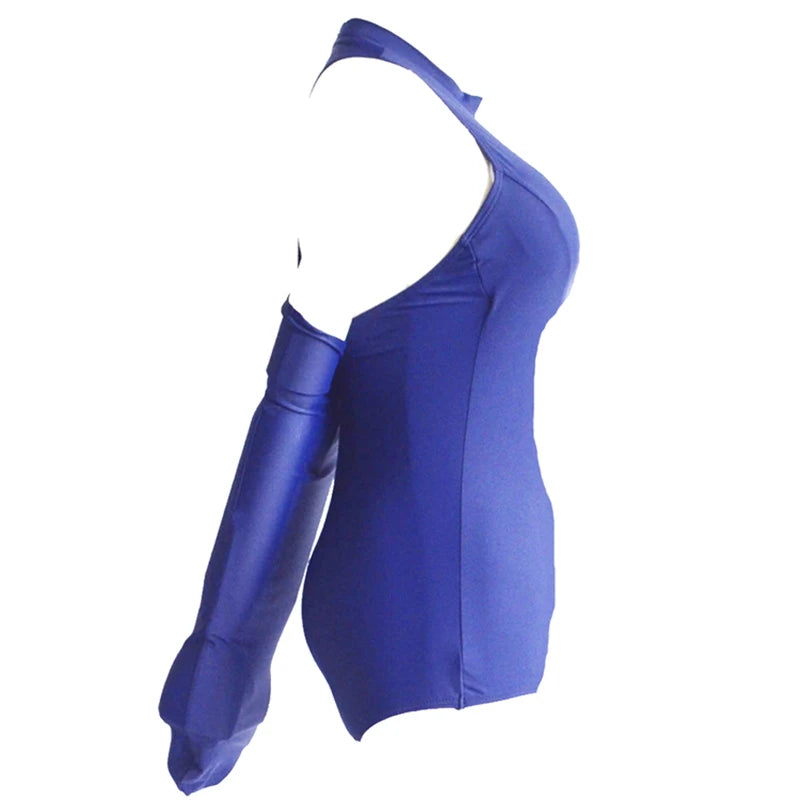 Spandex Bodysuit Bathing Suit Arm Binder Lingerie Crotchless Lockable Tight Restraints