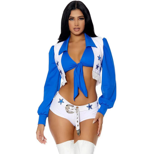 Sexy High School Gymnastics Sports Meeting Dallas Cowgirl Cheerleading Fancy Dress Halloween Party Racer Cheerleader Cosplay Cos