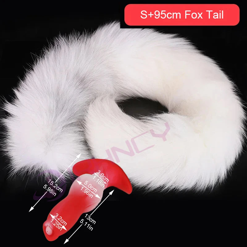 Dog Anal Plug with Tail BDSM Adult Sex Game Cosplay 18+ Anal Dildos for Women Men Silicone Soft Butt Plug Gay Sex Toys for Party