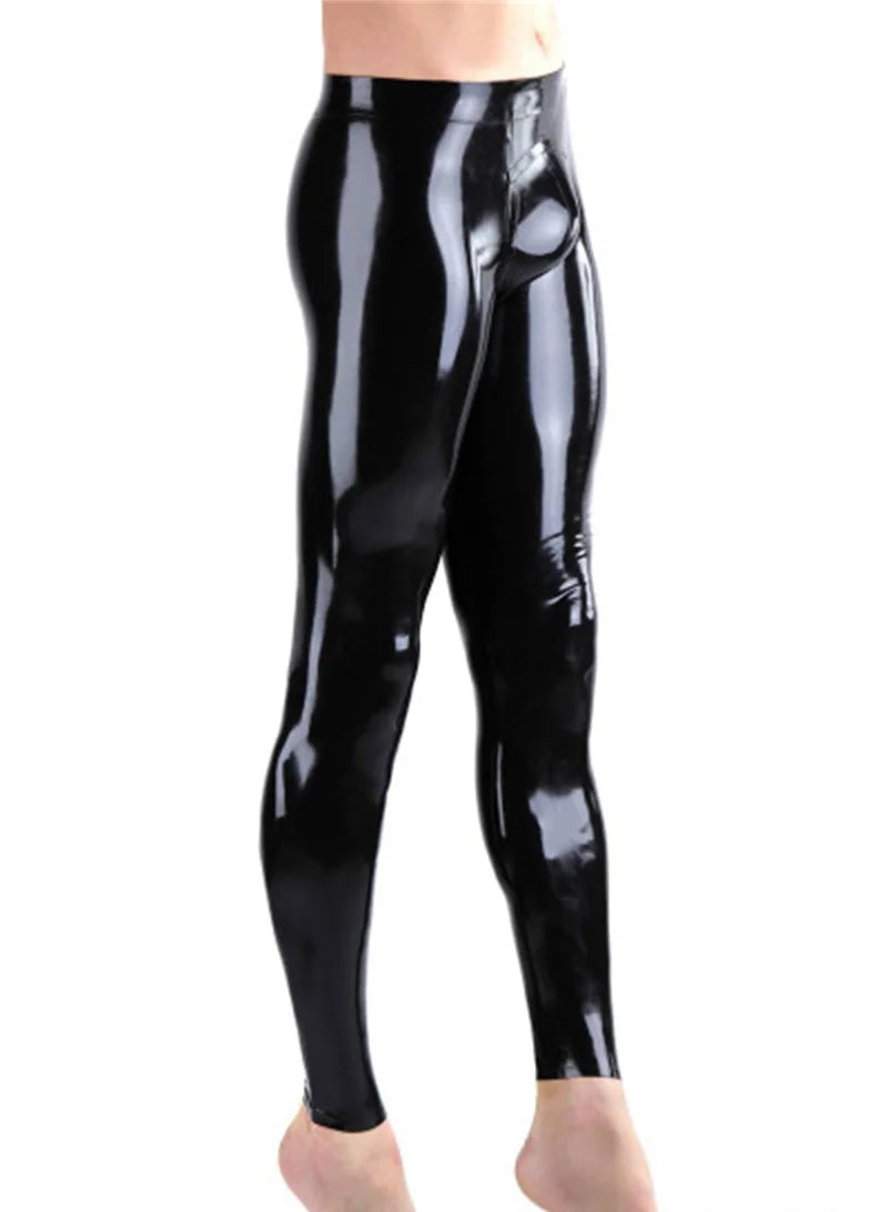 customizedMen's Latex Trousers with 3D Crotch and 3D Hip Cut, Featuring Dual-Zip Design