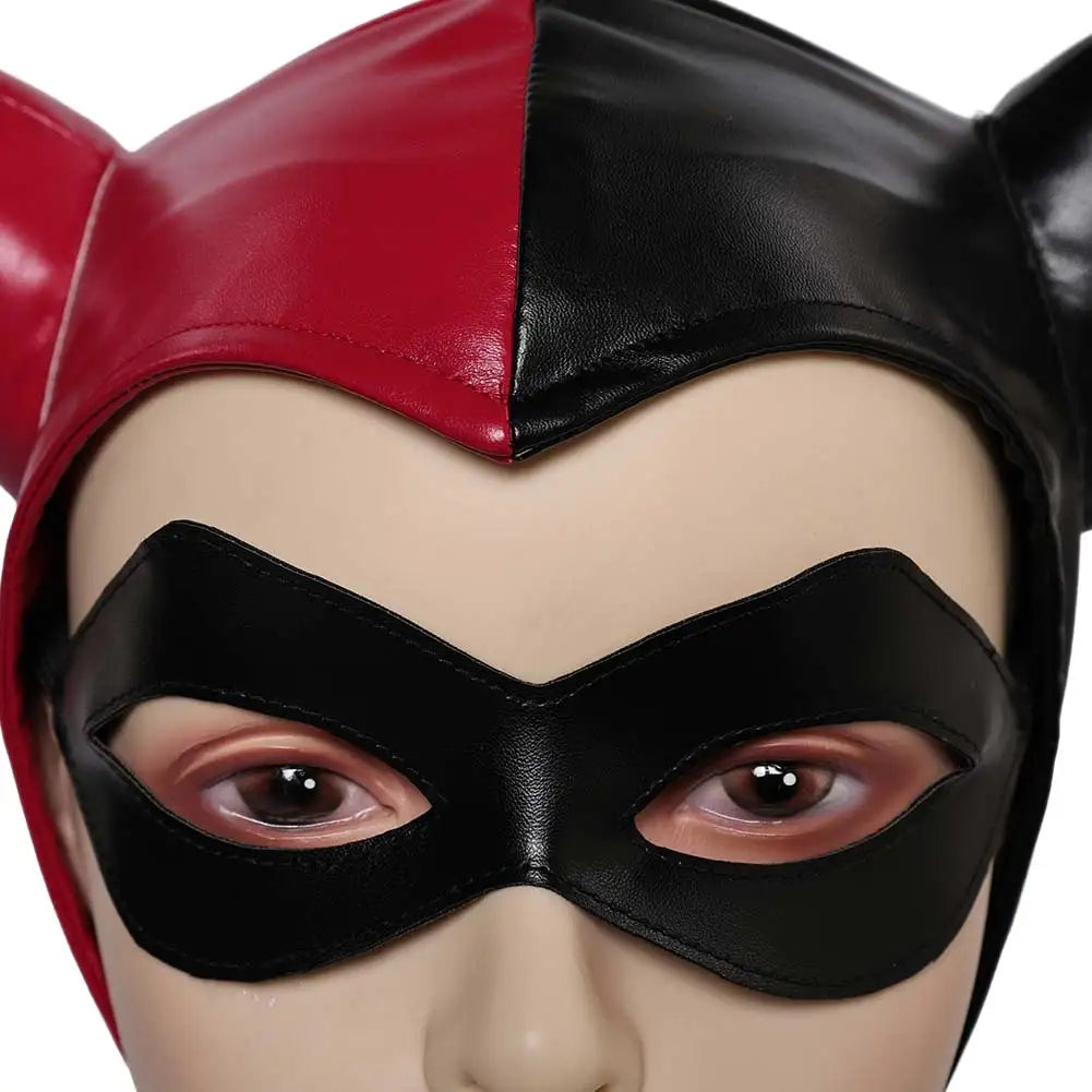 Quinzel Role Play Headgear Blindfold Movie Female Super Villain Cosplay Costume Accessories Women Fancy Dress Up Party Prop
