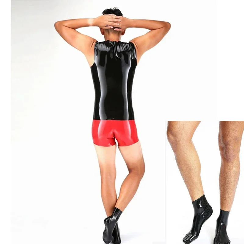 customized socks men  sexy  rubber fetihs bodysuit   fetisch underwear rubber socks men fetish latex submissive  pants