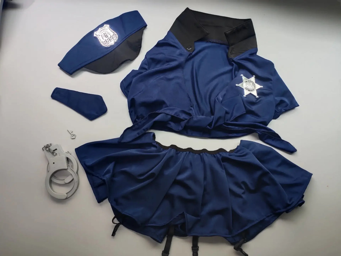 Porno Women's Bodysuit Sexy Police Uniform Cosplay Lingerie Set Hollow Out Erotic Cop Costumes Role Play Nightclub Clubwear