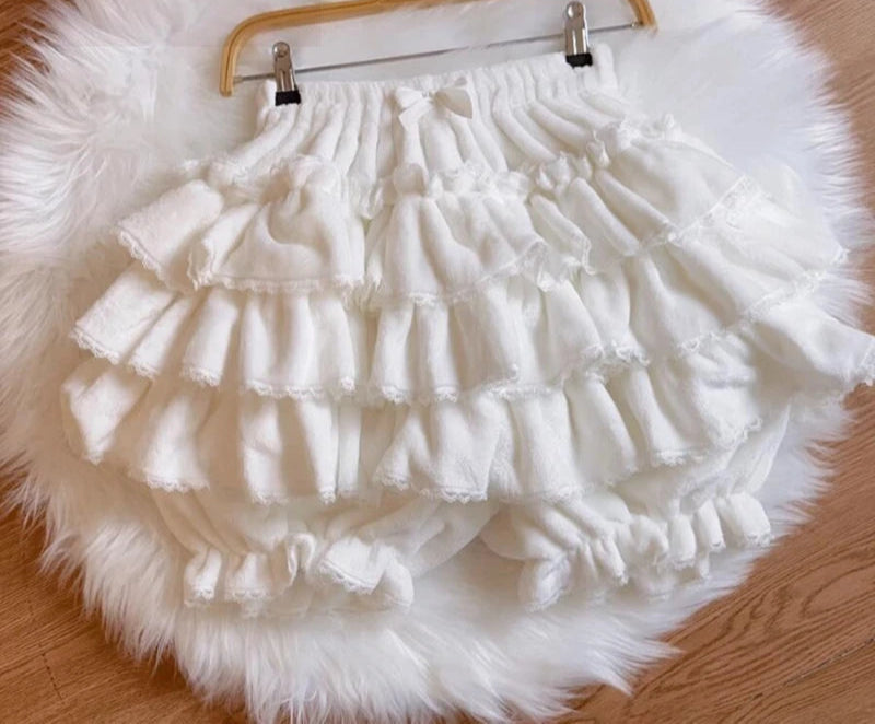 Kukeita Harajuku Kawaii Lolita Pleated Shorts Skirts Women Fairy Y2k Aesthetic Pink Cute Plush Bloomers Faldas Mujer Moda