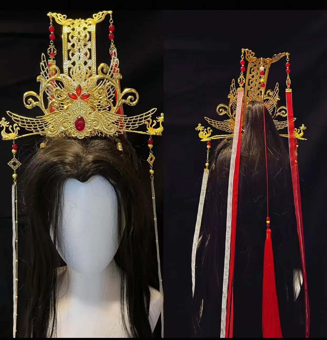 Heavenly Officials Bless Crown Prince Joy God Yue Shen's Wedding Dress Hair Crown Xie Lian Hair Crown Cosplay Han Fu Halloween