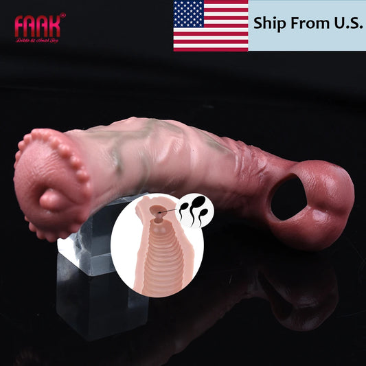 ASHBURN Fantasy STALLION Penis Sleeve closed Head Silicone BEAST Knot Hollow Dildo Cock Extender Enlargement Sex Toys For Men Masturbate