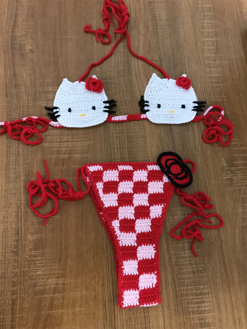 100% Handmade Crochet swimsuit set . As seen on Models. Fashionable Crochet bikini top and bottom. Bow Bathing Suit outfits