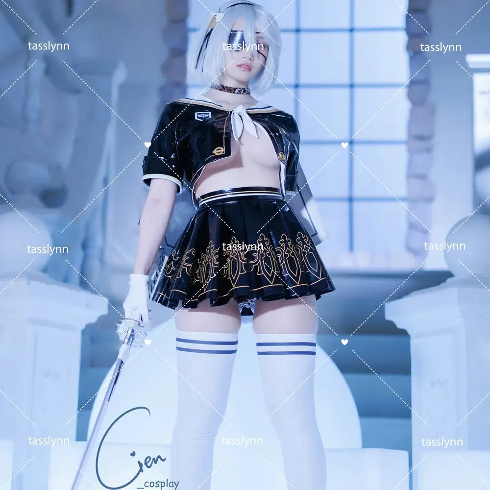 Nier Automata Cosplay Costume Yorha 2B Sailor Suit Sexy Outfit Games Women 2b Role Play  Halloween Party Fancy Dress 2B Jk Dress