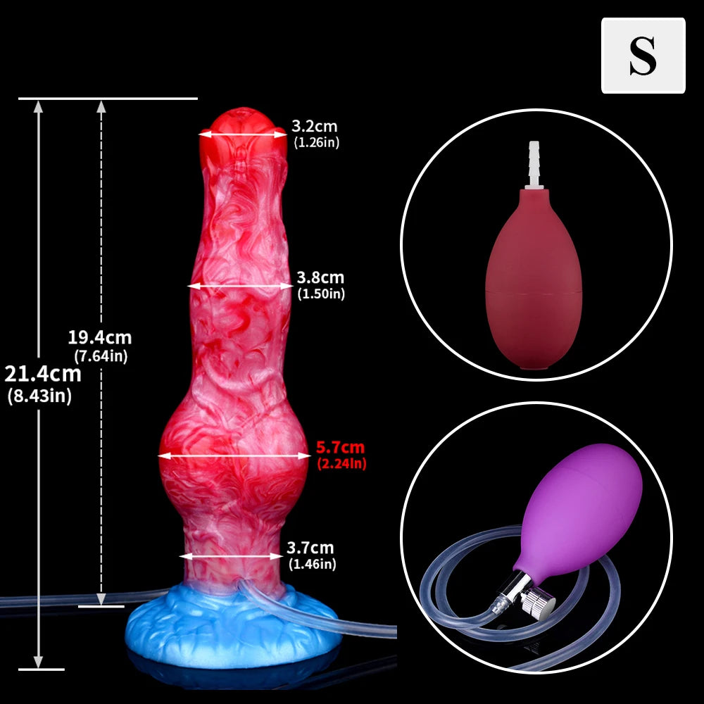 ASHBURN Knot Inflatable Ejaculation Dildo LARGE