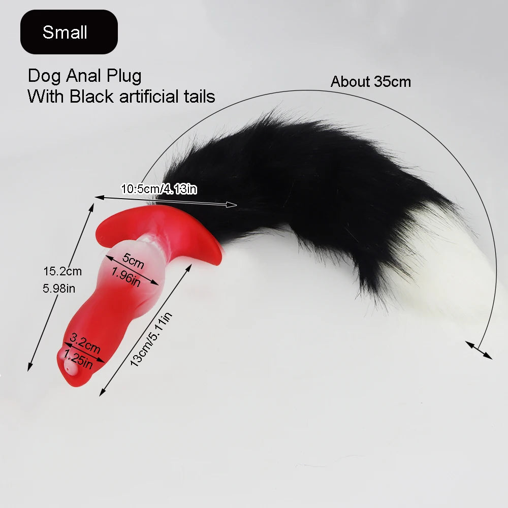 Dog Anal Plug with Tail BDSM Adult Sex Game Cosplay 18+ Anal Dildos for Women Men Silicone Soft Butt Plug Gay Sex Toys for Party