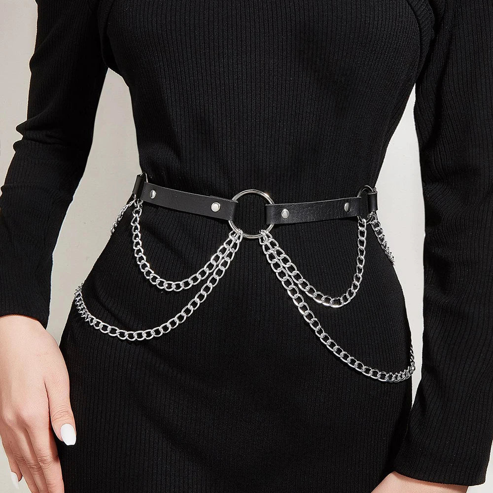 Women Sexy garter Belt Leather Harness Waists Leg Harness Gothic Jewelry Body Chain Punk Leather Gothic Waist Belt Clothing Acce