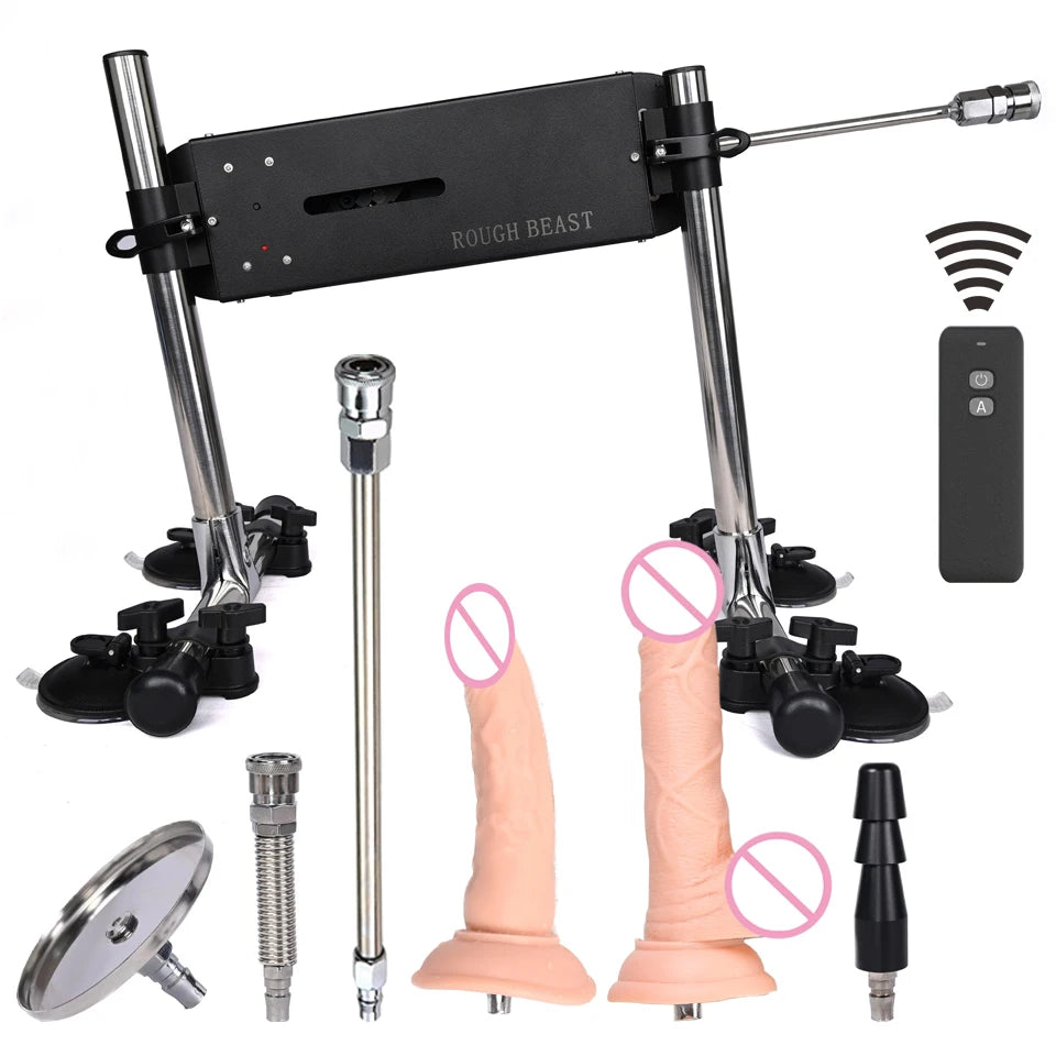 ROUGH BEAST Sex Machine Automatic with Dildo Attachment for Women Telescopic 120W Power Masturbation Machine Vac-U-Lock Sex Toys