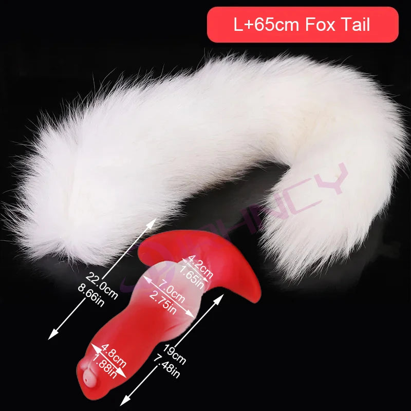 Sex Games Cosplay Anal Dildos with Fox Tail Butt Plug Sexy Cute for Women Couples Silicone Anal Plug Dog Dildos Men Butplug
