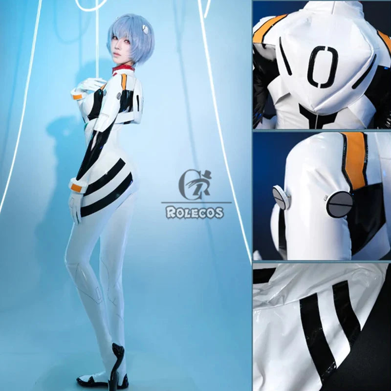 ROLECOS EVA Ayanami Rei Combat Suit Cosplay Costume Ayanami Rei Costume Halloween Carnival Party Women Jumpsuit Outfit Fullset