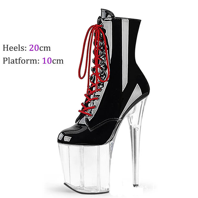 Pole Dancing sexy women's high heels, fashionable purple leather material, side zipper open, 20cm women's boots