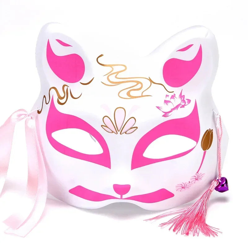 Fox Mask Japanese Cosplay Mask Half Face PVC Kabuki Kitsune Masks Masquerade Anime Cosplay Cat Mask Rave Festivals Party Props
