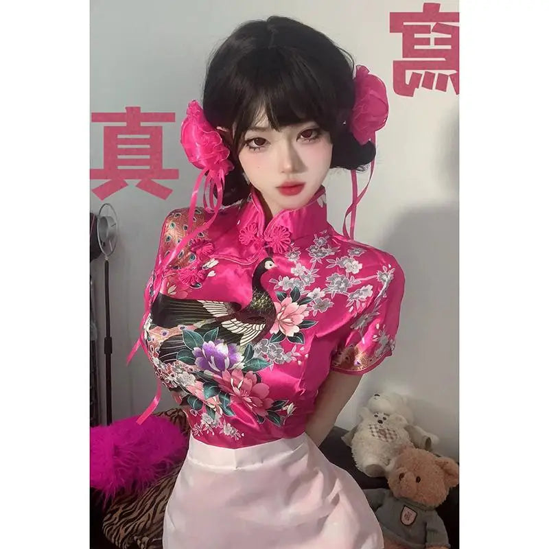 Chinese Cooking Style Hanfu Sexy Dress Girl Pure Desire Style Spicy Girl Dress Improved Cheongsam Dress For Women With Apron Set