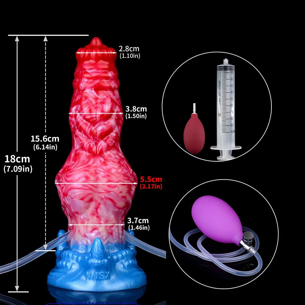 ASHBURN Knot Inflatable Ejaculation Dildo LARGE