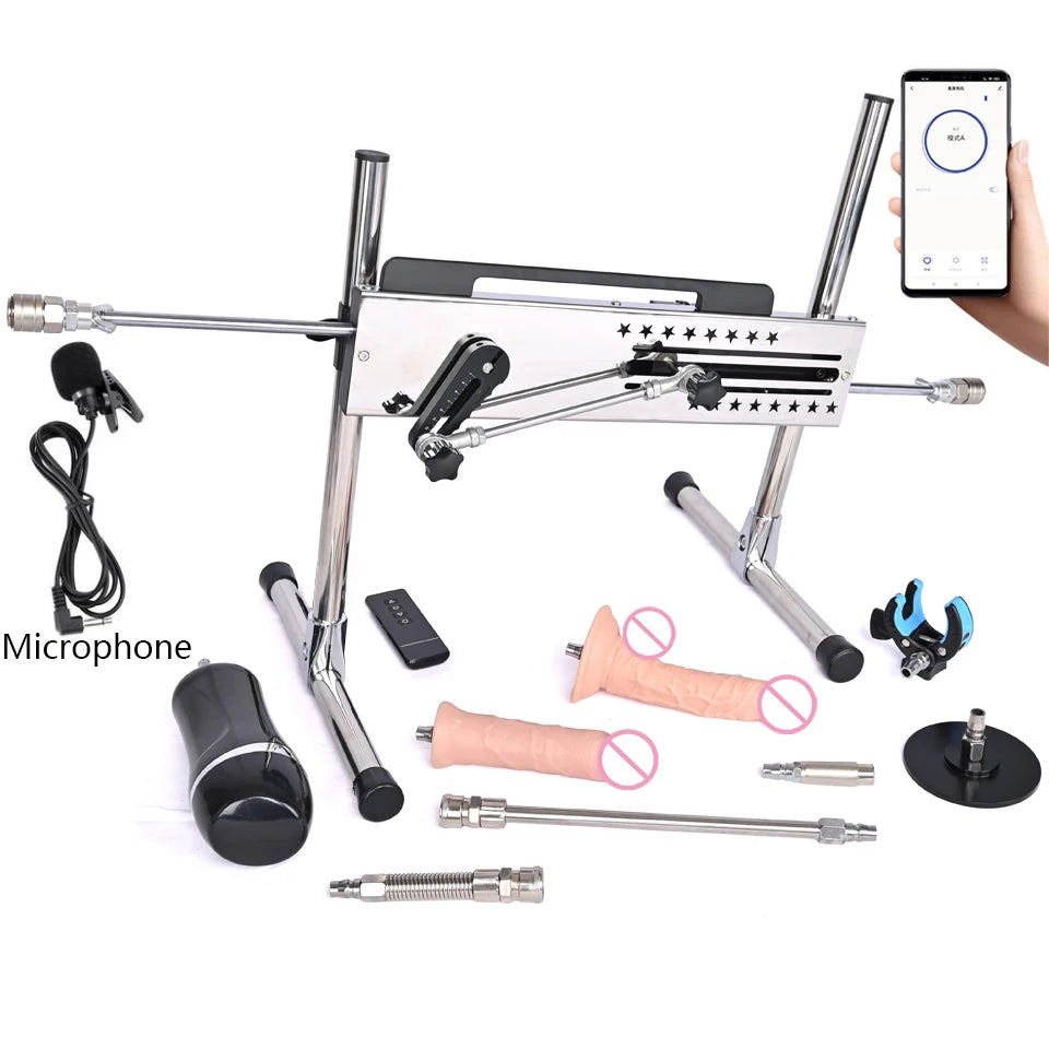ROUGH BEAST Sex Machine for Women and Men 120W Power APP Control Masturbation Machine with Vac-U-Lock Dildos 2 People Sex Toys
