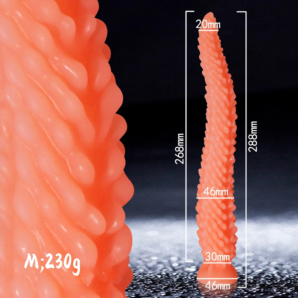 New Alien Tentacle Anal Plug Long Thick Dildo Spiral Silicone Large Butt Plug Suction Cup Anal Toy Adult Toy Men Women S- 8.39in M-11.34 in
