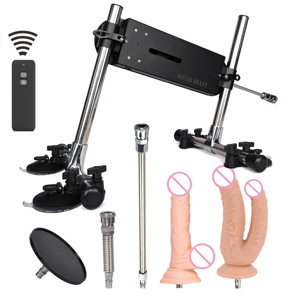 ROUGH BEAST Automatic Sex Machine with Dildo Attachment Wireless 70W Power Masturbation Machine for Women Telescopic Men Sex Toy