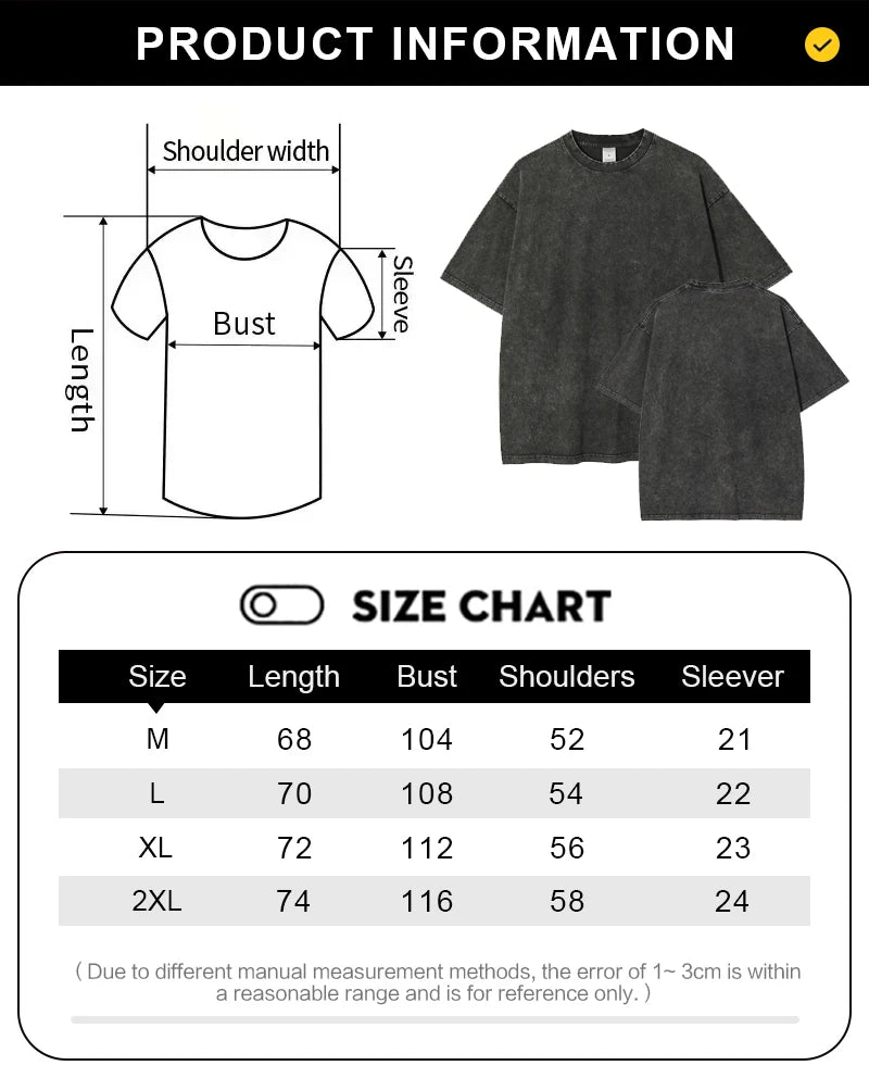 Anime Attack On Titan Washed Tshirts Hip Hop Retro Punk Gothic Cotton Vintage T-Shirt Harajuku Casual Men Short Sleeve Top Tee