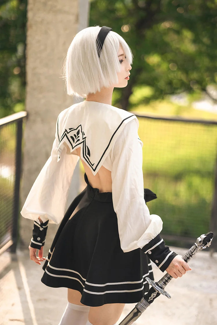 Nier Automata Cosplay Costume Yorha 2B Sailor suit Sexy Outfit Games Suit Women Role Play Girls Halloween Party Fancy Dress